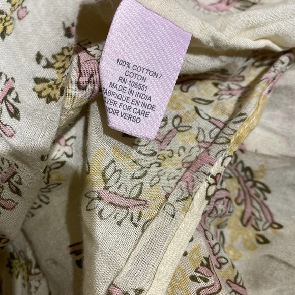 Calypso St. Barth Womens Cream Button Up Balloon Sleeve Floral Blouse Sz 1 XL - Picture 9 of 12